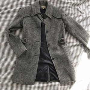 Herringbone American Rag Tweed Long Pea Coat